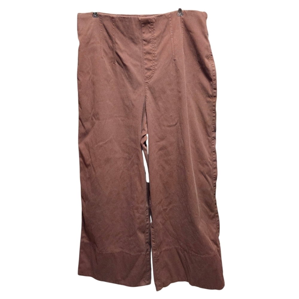Spanx Stretch Twill Wide Leg Brown Pants Size XL
